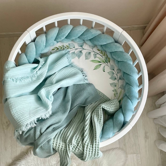 Husa saltea rotunda patut bebe copii cu elastic, Coronita (9)